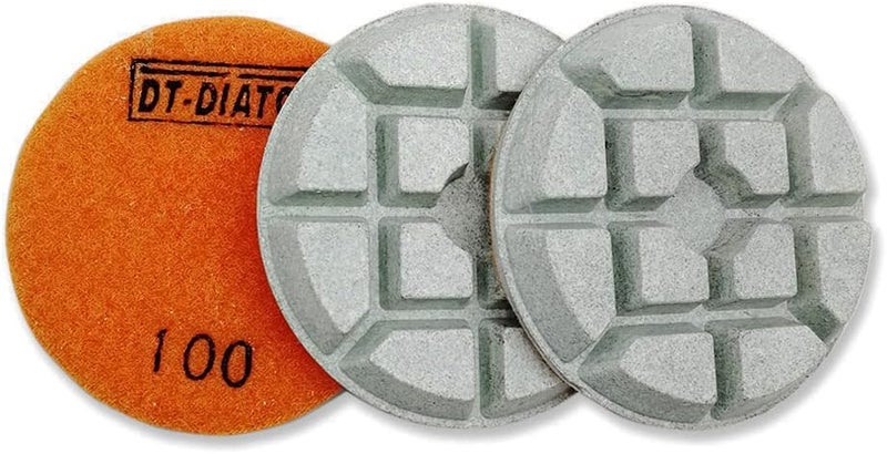 DTDIATOOL Concrete Polishing Pads 3 inch/80mm for Concrete, Cement and Terrazzo Floors Processing, Repairing and Renovating, Dry or Wet Use Diamond Grinding Pads Grit 100 3pcs - Image 1